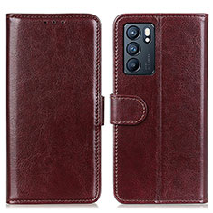 Funda de Cuero Cartera con Soporte Carcasa M07L para Oppo Reno6 5G Marron