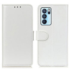 Funda de Cuero Cartera con Soporte Carcasa M07L para Oppo Reno6 Pro 5G India Blanco