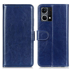 Funda de Cuero Cartera con Soporte Carcasa M07L para Oppo Reno7 4G Azul