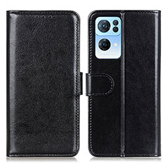 Funda de Cuero Cartera con Soporte Carcasa M07L para Oppo Reno7 Pro 5G Negro