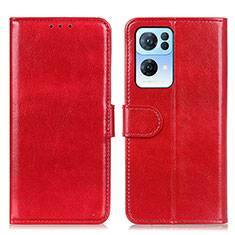 Funda de Cuero Cartera con Soporte Carcasa M07L para Oppo Reno7 Pro 5G Rojo