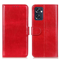 Funda de Cuero Cartera con Soporte Carcasa M07L para Oppo Reno7 SE 5G Rojo