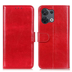 Funda de Cuero Cartera con Soporte Carcasa M07L para Oppo Reno9 Pro 5G Rojo