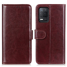 Funda de Cuero Cartera con Soporte Carcasa M07L para Realme Q3 5G Marron