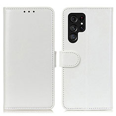 Funda de Cuero Cartera con Soporte Carcasa M07L para Samsung Galaxy S22 Ultra 5G Blanco