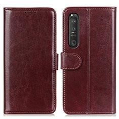 Funda de Cuero Cartera con Soporte Carcasa M07L para Sony Xperia 1 III Marron