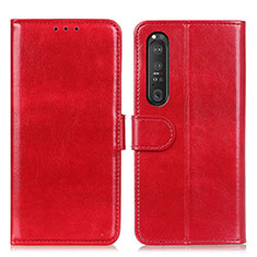 Funda de Cuero Cartera con Soporte Carcasa M07L para Sony Xperia 1 III Rojo