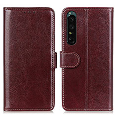 Funda de Cuero Cartera con Soporte Carcasa M07L para Sony Xperia 1 IV Marron