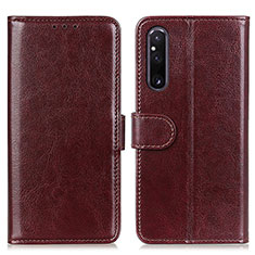 Funda de Cuero Cartera con Soporte Carcasa M07L para Sony Xperia 1 V Marron