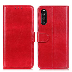 Funda de Cuero Cartera con Soporte Carcasa M07L para Sony Xperia 10 III Lite Rojo