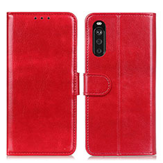 Funda de Cuero Cartera con Soporte Carcasa M07L para Sony Xperia 10 III Rojo