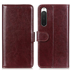 Funda de Cuero Cartera con Soporte Carcasa M07L para Sony Xperia 10 IV Marron