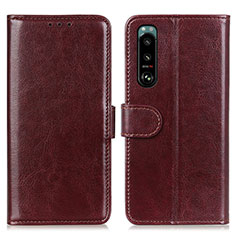 Funda de Cuero Cartera con Soporte Carcasa M07L para Sony Xperia 5 III Marron