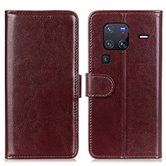 Funda de Cuero Cartera con Soporte Carcasa M07L para Vivo X80 Pro 5G Marron