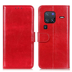 Funda de Cuero Cartera con Soporte Carcasa M07L para Vivo X80 Pro 5G Rojo