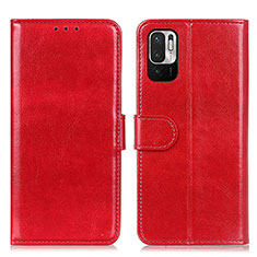 Funda de Cuero Cartera con Soporte Carcasa M07L para Xiaomi Redmi Note 10 JE 5G Rojo