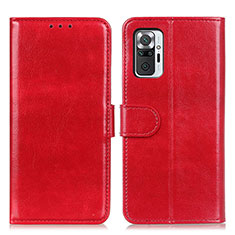 Funda de Cuero Cartera con Soporte Carcasa M07L para Xiaomi Redmi Note 10 Pro 4G Rojo