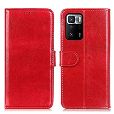 Funda de Cuero Cartera con Soporte Carcasa M07L para Xiaomi Redmi Note 10 Pro 5G Rojo