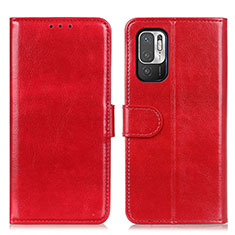 Funda de Cuero Cartera con Soporte Carcasa M07L para Xiaomi Redmi Note 10T 5G Rojo