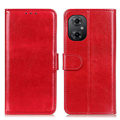 Funda de Cuero Cartera con Soporte Carcasa M07L para Xiaomi Redmi Note 11R 5G Rojo