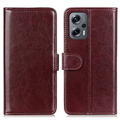 Funda de Cuero Cartera con Soporte Carcasa M07L para Xiaomi Redmi Note 11T Pro+ Plus 5G Marron