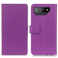 Funda de Cuero Cartera con Soporte Carcasa M08L para Asus ROG Phone 7 Ultimate Morado