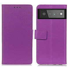 Funda de Cuero Cartera con Soporte Carcasa M08L para Google Pixel 6 5G Morado