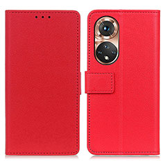 Funda de Cuero Cartera con Soporte Carcasa M08L para Huawei Honor 50 5G Rojo