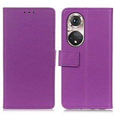 Funda de Cuero Cartera con Soporte Carcasa M08L para Huawei Honor 50 Pro 5G Morado