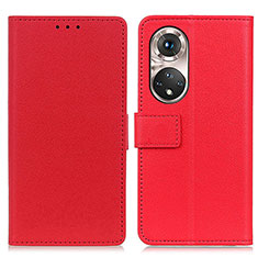 Funda de Cuero Cartera con Soporte Carcasa M08L para Huawei Honor 50 Pro 5G Rojo