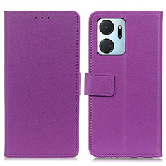 Funda de Cuero Cartera con Soporte Carcasa M08L para Huawei Honor X7a Morado