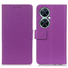 Funda de Cuero Cartera con Soporte Carcasa M08L para Huawei Nova 11i Morado