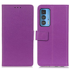 Funda de Cuero Cartera con Soporte Carcasa M08L para Motorola Moto Edge 20 Pro 5G Morado