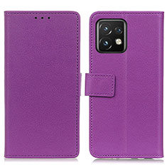 Funda de Cuero Cartera con Soporte Carcasa M08L para Motorola Moto Edge 40 Pro 5G Morado