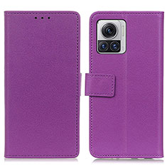 Funda de Cuero Cartera con Soporte Carcasa M08L para Motorola Moto Edge X30 Pro 5G Morado