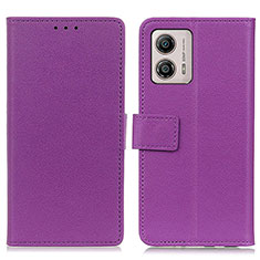 Funda de Cuero Cartera con Soporte Carcasa M08L para Motorola Moto G53 5G Morado