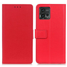 Funda de Cuero Cartera con Soporte Carcasa M08L para Motorola Moto G72 Rojo