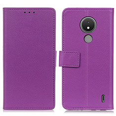 Funda de Cuero Cartera con Soporte Carcasa M08L para Nokia C21 Morado