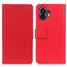 Funda de Cuero Cartera con Soporte Carcasa M08L para Nothing Phone 2 Rojo