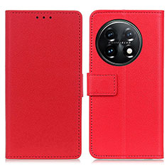 Funda de Cuero Cartera con Soporte Carcasa M08L para OnePlus 11 5G Rojo