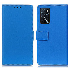 Funda de Cuero Cartera con Soporte Carcasa M08L para Oppo A16 Azul