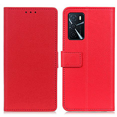 Funda de Cuero Cartera con Soporte Carcasa M08L para Oppo A16 Rojo