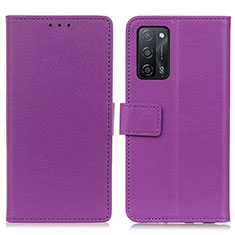 Funda de Cuero Cartera con Soporte Carcasa M08L para Oppo A55 5G Morado