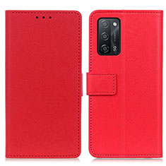 Funda de Cuero Cartera con Soporte Carcasa M08L para Oppo A55 5G Rojo