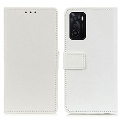 Funda de Cuero Cartera con Soporte Carcasa M08L para Oppo A55S 5G Blanco