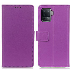 Funda de Cuero Cartera con Soporte Carcasa M08L para Oppo A94 4G Morado