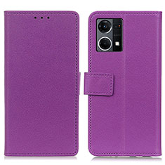 Funda de Cuero Cartera con Soporte Carcasa M08L para Oppo F21 Pro 4G Morado