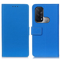 Funda de Cuero Cartera con Soporte Carcasa M08L para Oppo Reno5 A Azul