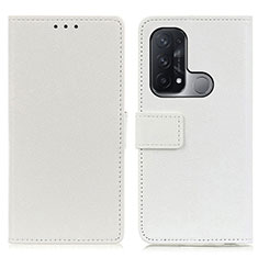 Funda de Cuero Cartera con Soporte Carcasa M08L para Oppo Reno5 A Blanco