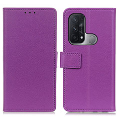 Funda de Cuero Cartera con Soporte Carcasa M08L para Oppo Reno5 A Morado